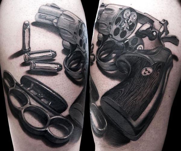 11 gun tattoo 35 Awesome Gun Tattoo Designs