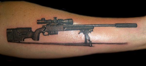 4 gun tattoo 35 Awesome Gun Tattoo Designs