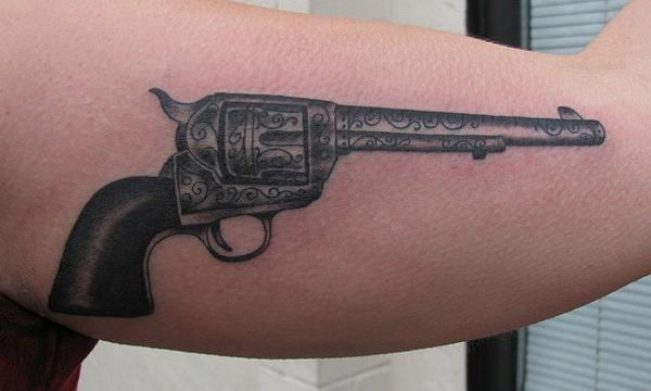 5 gun tattoo 35 Awesome Gun Tattoo Designs