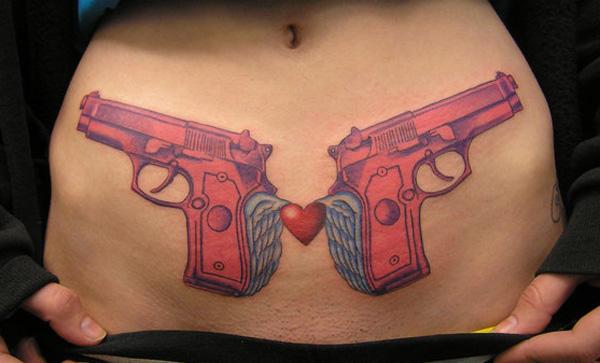 8 gun tattoo 35 Awesome Gun Tattoo Designs