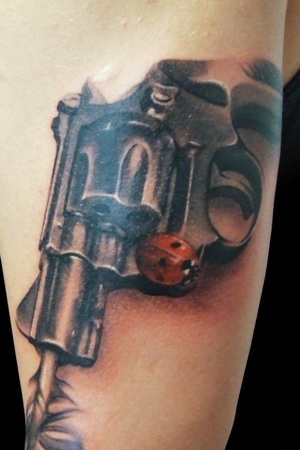 12 gun tattoo 35 Awesome Gun Tattoo Designs