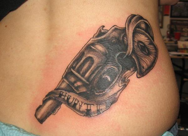 14 gun tattoo 35 Awesome Gun Tattoo Designs