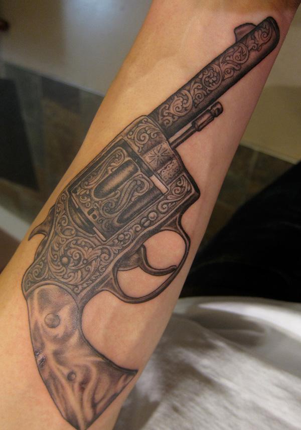 16 gun tattoo 35 Awesome Gun Tattoo Designs