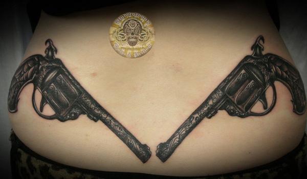 23 gun tattoo 35 Awesome Gun Tattoo Designs