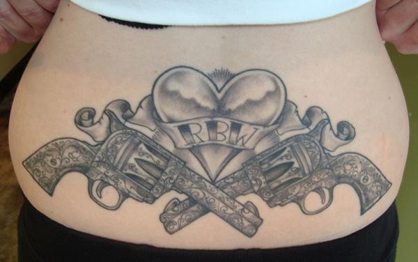 24 gun tattoo 35 Awesome Gun Tattoo Designs
