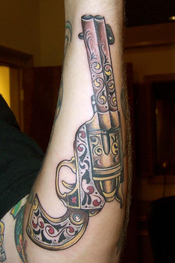 25 gun tattoo 35 Awesome Gun Tattoo Designs