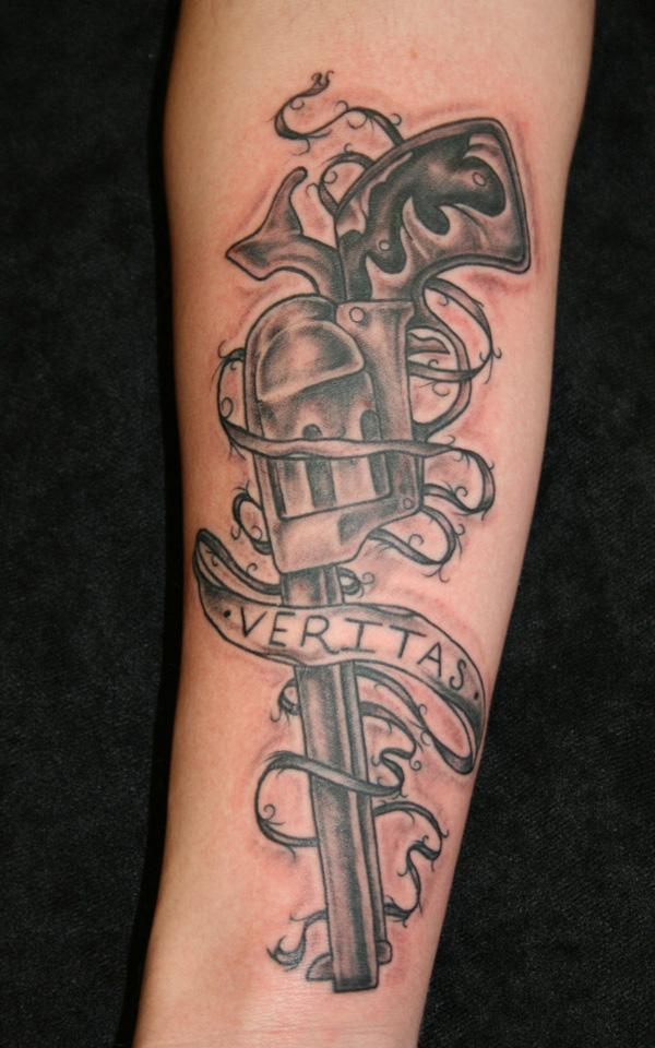 26 gun tattoo 35 Awesome Gun Tattoo Designs