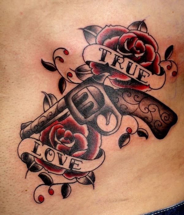 35 gun tattoo 35 Awesome Gun Tattoo Designs