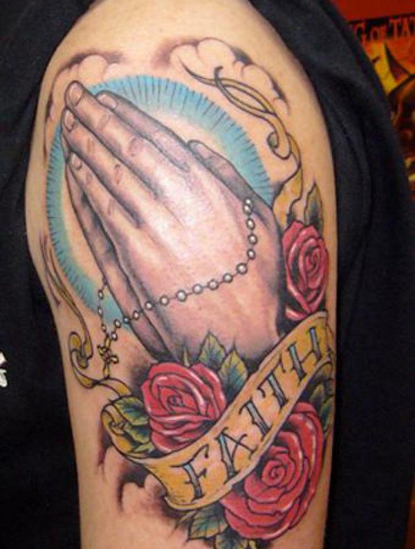 50 Awesome Praying Hands Tattoos