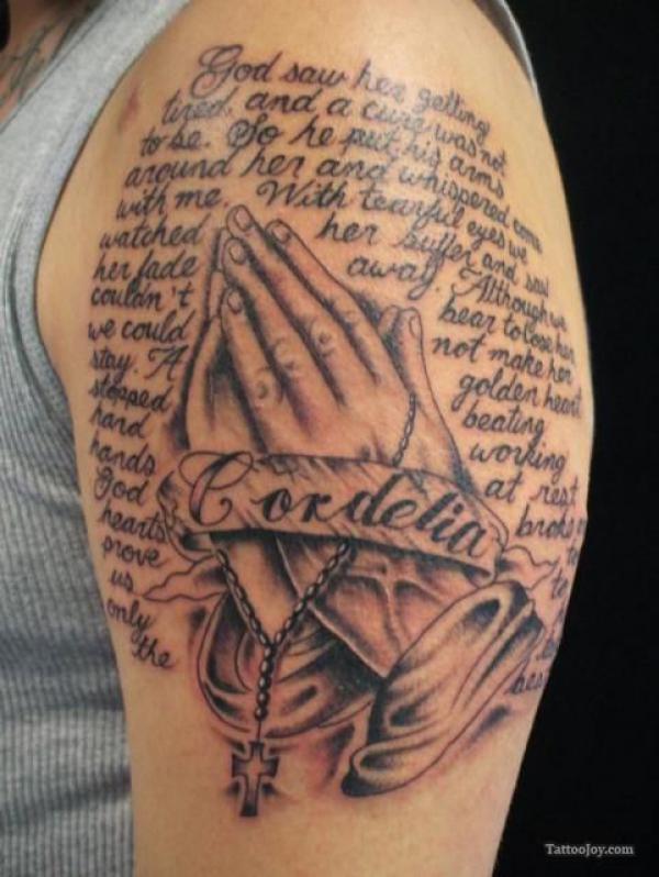 50 Awesome Praying Hands Tattoos