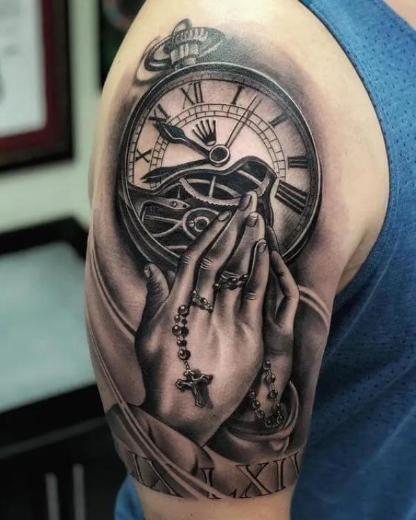 50 Awesome Praying Hands Tattoos