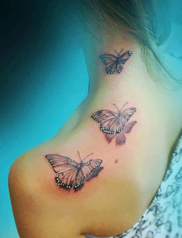 21 butterfly on shoulder girly tattoos 50 Examples of Girly Tattoo