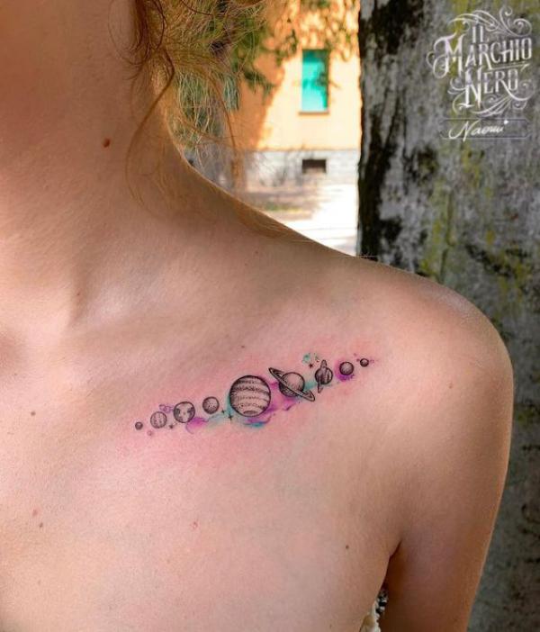 90 Solar System Tattoo Designs for your Celestial Love