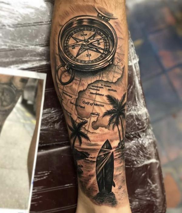 70 Awesome Map Tattoo Designs with Meaning