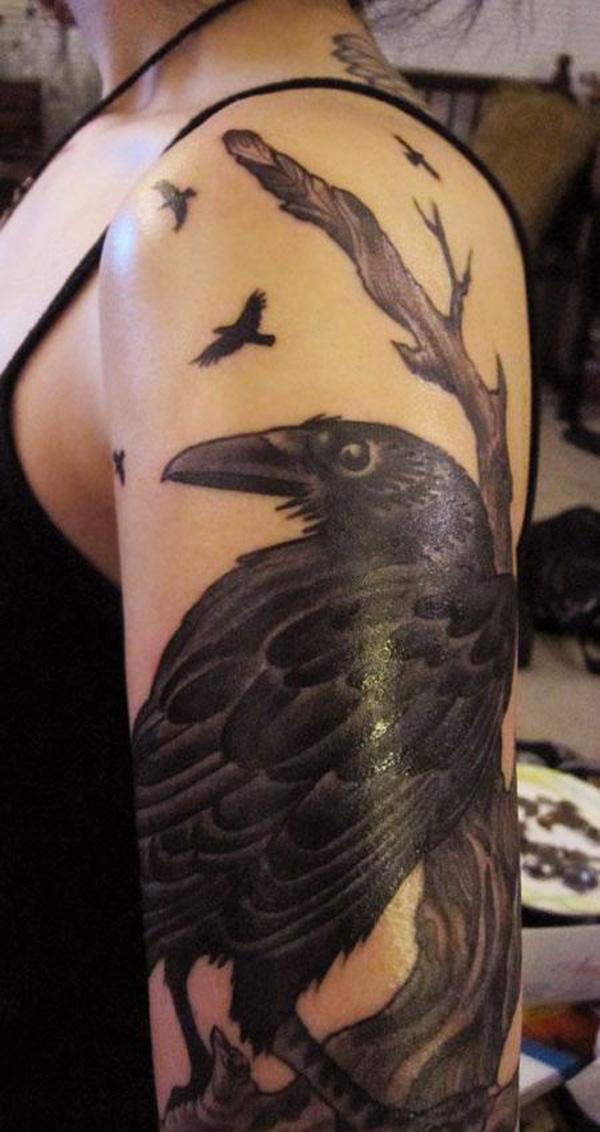 60+ Mysterious Raven Tattoos