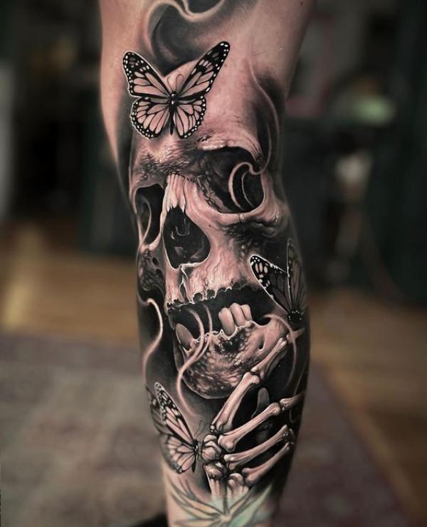 Butterfly Skull Tattoos: A Striking Fusion of Life and Death