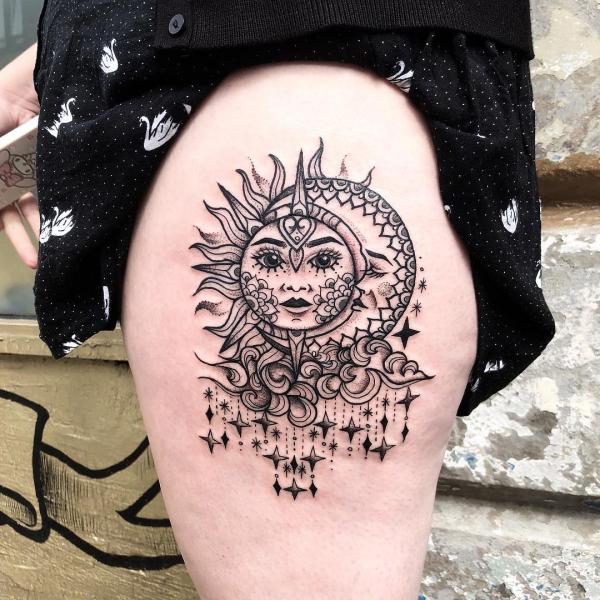 Moon and Stars Tattoos for Sky Lovers