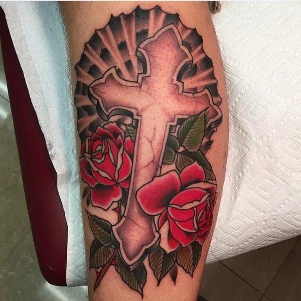 30 Cross with Rose Tattoo Ideas for Men and Women