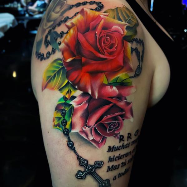 30 Cross with Rose Tattoo Ideas for Men and Women