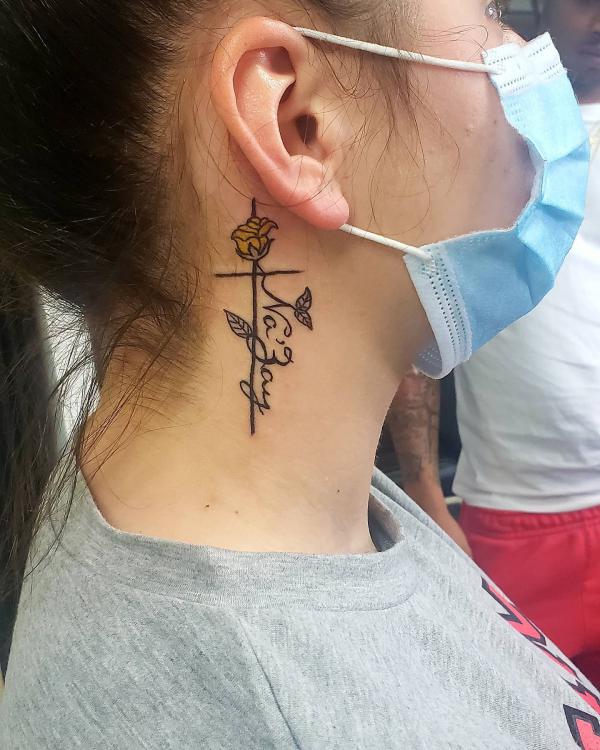 30 Cross with Rose Tattoo Ideas for Men and Women