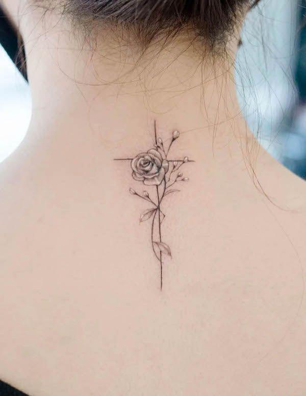 30 Cross with Rose Tattoo Ideas for Men and Women