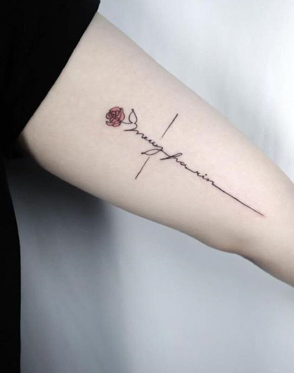 30 Cross with Rose Tattoo Ideas for Men and Women