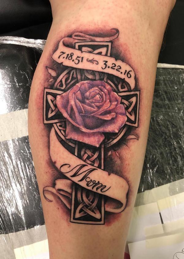 30 Cross with Rose Tattoo Ideas for Men and Women