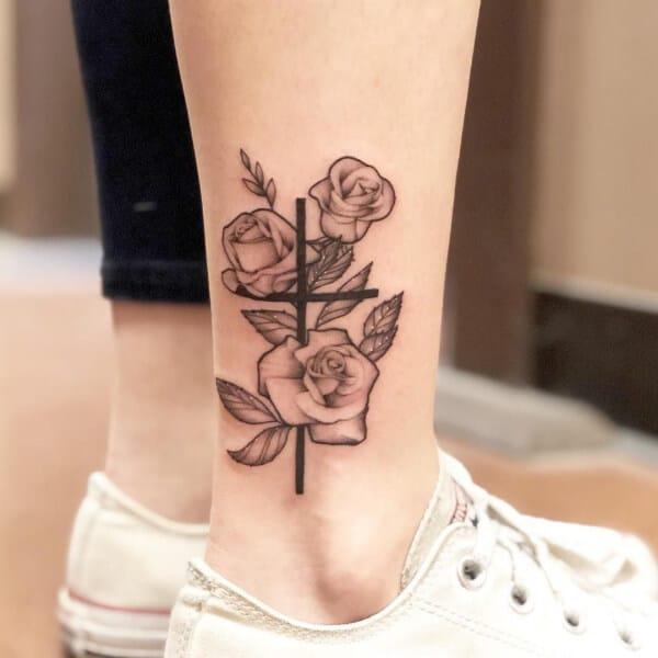 30 Cross with Rose Tattoo Ideas for Men and Women