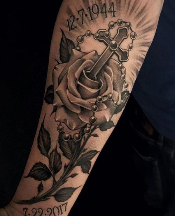 30 Cross with Rose Tattoo Ideas for Men and Women