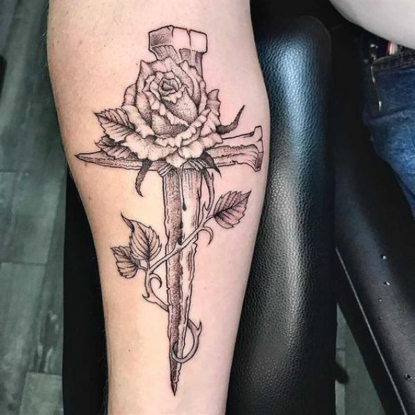 30 Cross with Rose Tattoo Ideas for Men and Women