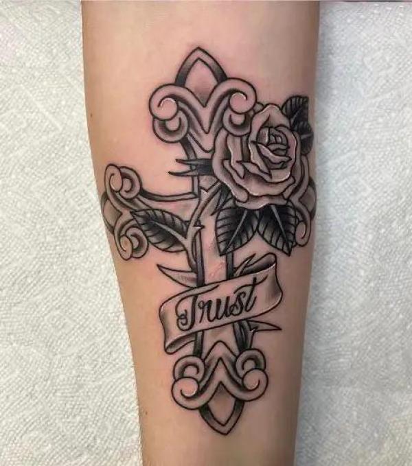 30 Cross with Rose Tattoo Ideas for Men and Women