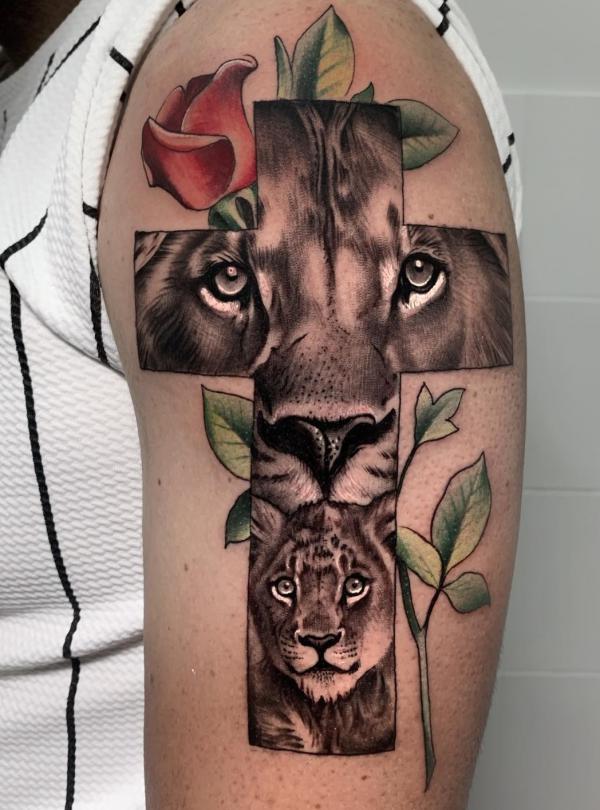 30 Cross with Rose Tattoo Ideas for Men and Women
