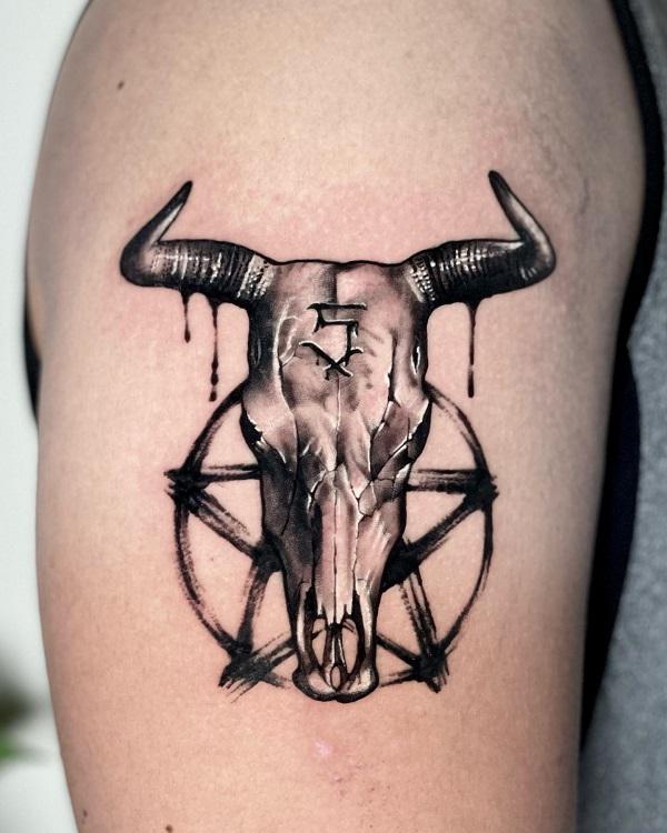 50+ Meaningful Bull Skull Tattoo Designs