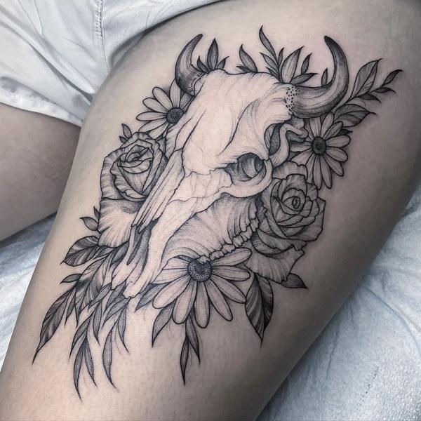 50+ Meaningful Bull Skull Tattoo Designs