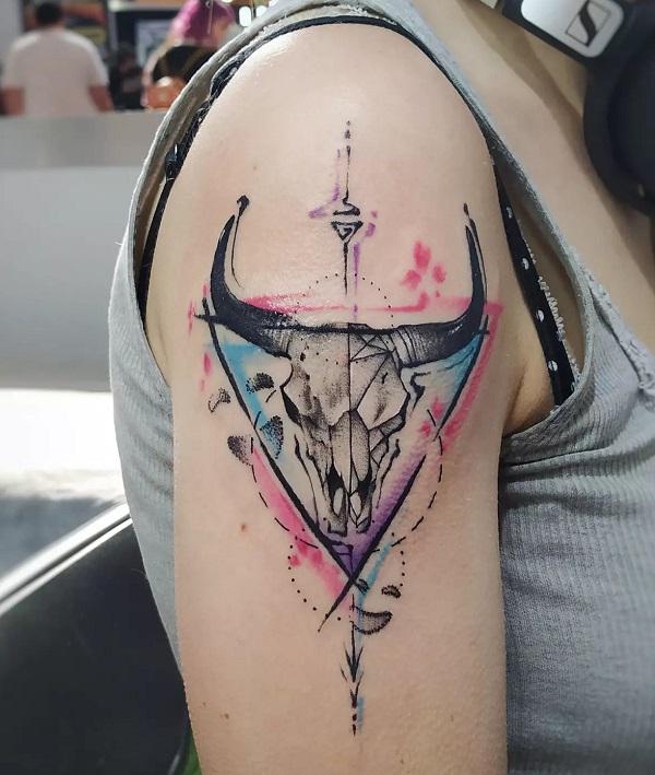 50+ Meaningful Bull Skull Tattoo Designs