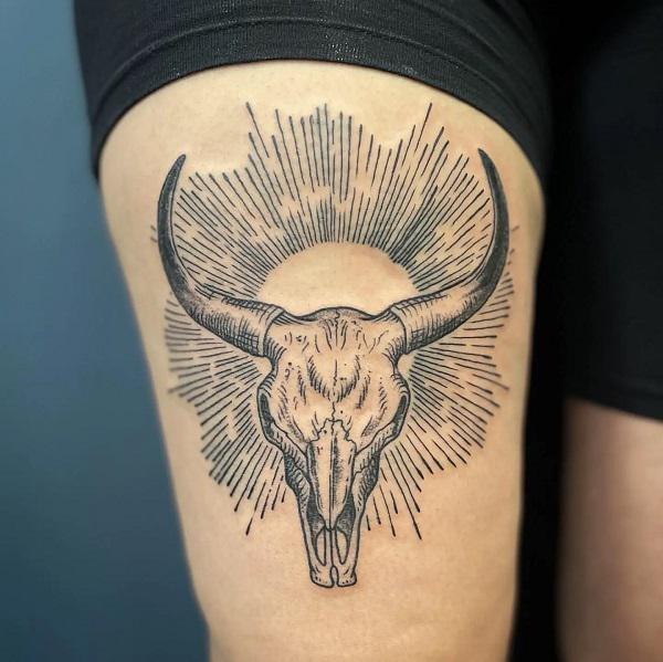 50+ Meaningful Bull Skull Tattoo Designs