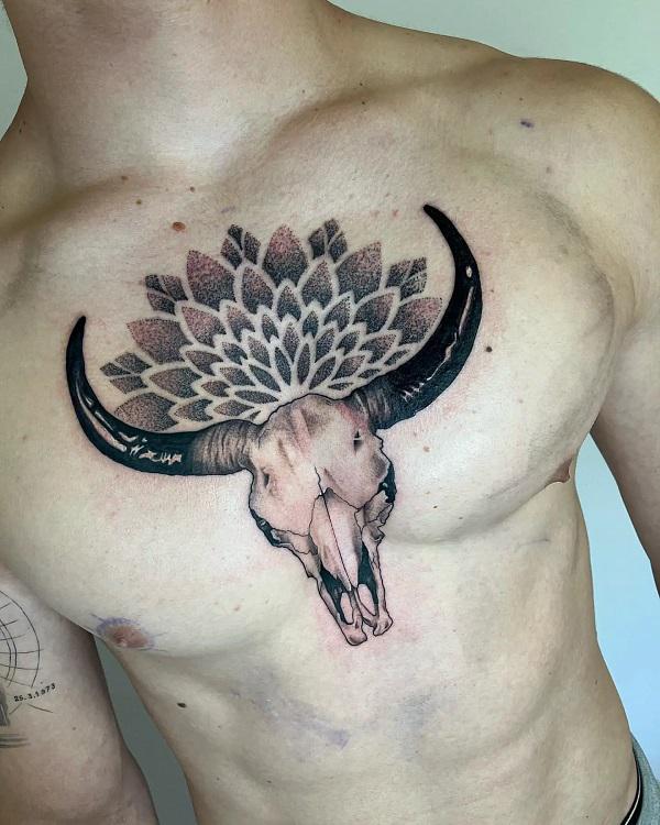 50+ Meaningful Bull Skull Tattoo Designs