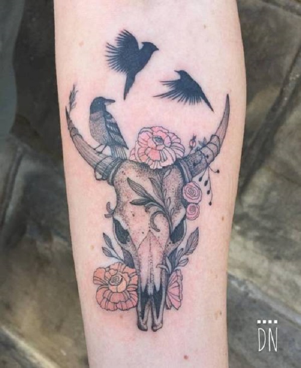 50+ Meaningful Bull Skull Tattoo Designs