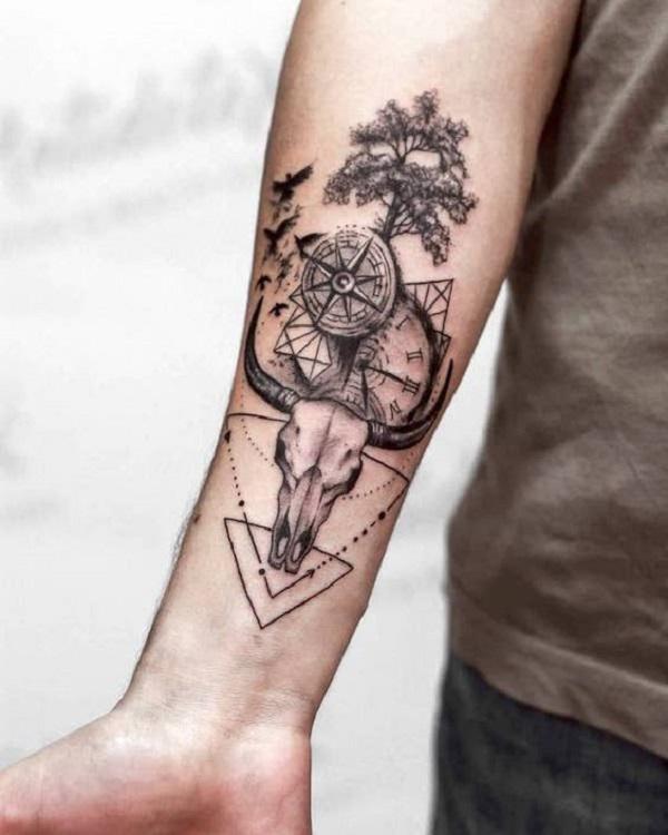50+ Meaningful Bull Skull Tattoo Designs