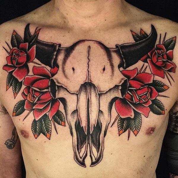 50+ Meaningful Bull Skull Tattoo Designs