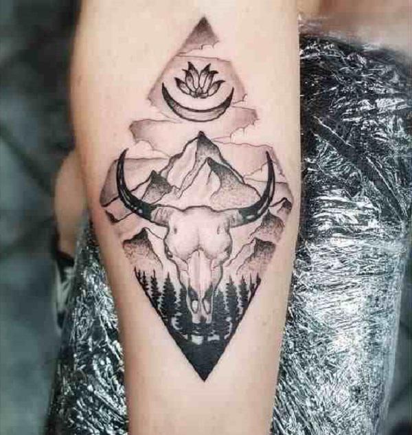 50+ Meaningful Bull Skull Tattoo Designs