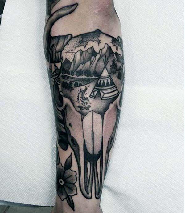 50+ Meaningful Bull Skull Tattoo Designs