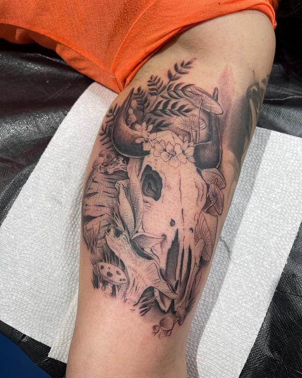 50+ Meaningful Bull Skull Tattoo Designs