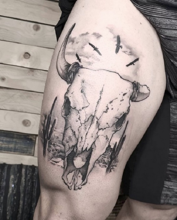 50+ Meaningful Bull Skull Tattoo Designs