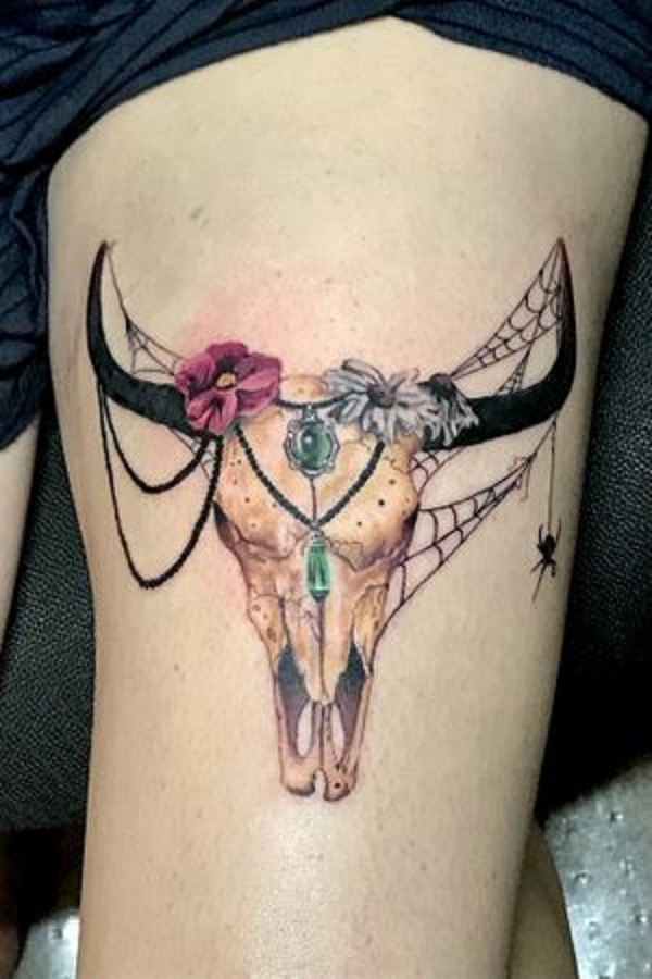 50+ Meaningful Bull Skull Tattoo Designs