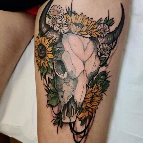 50+ Meaningful Bull Skull Tattoo Designs