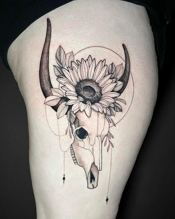 50+ Meaningful Bull Skull Tattoo Designs