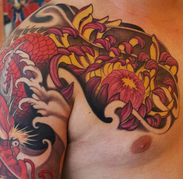 20 Timeless Traditional Japanese Chrysanthemum Tattoos