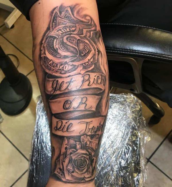 30 Striking Money Rose Tattoo Designs