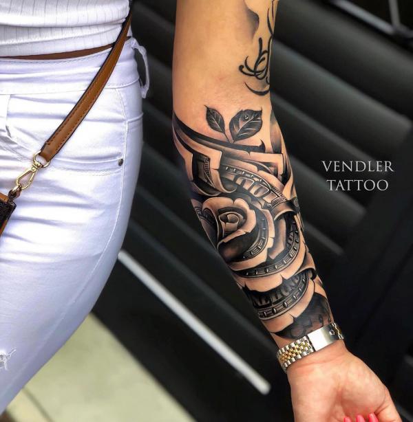 30 Striking Money Rose Tattoo Designs